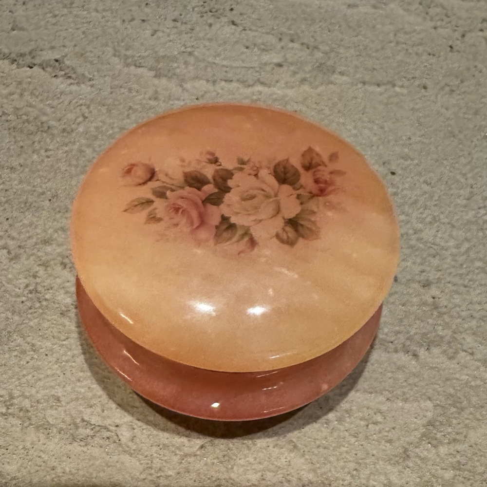 Vintage Italian Alabaster Jewelry Box Made in Italy